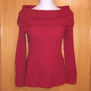 Red cowl neck sweater